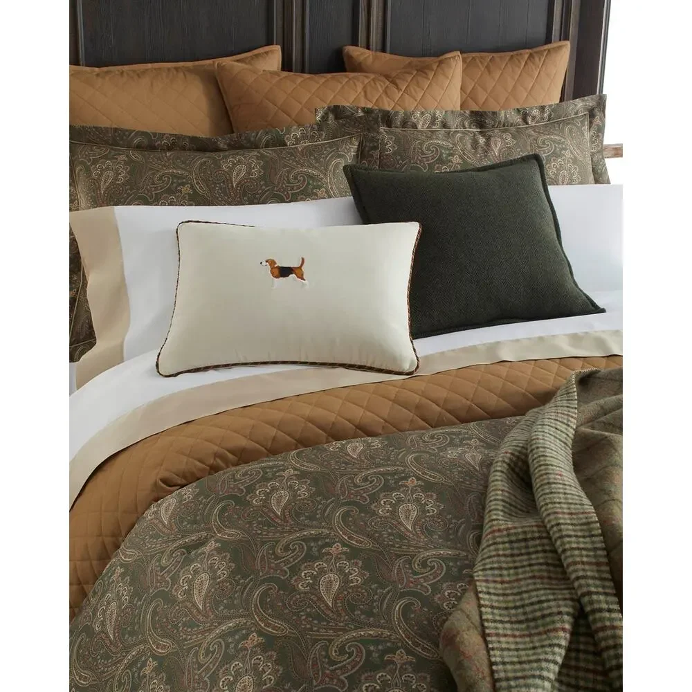 NWT Ralph Lauren Euro Pillow Sham Cromwell Quilted Camel Beige Horse Equestrian